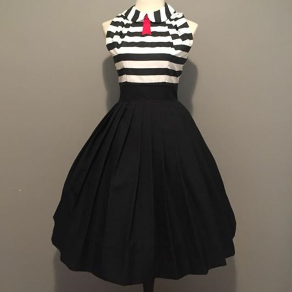 Vintage 50s Pin Up Full Skirt Party Dress Sm